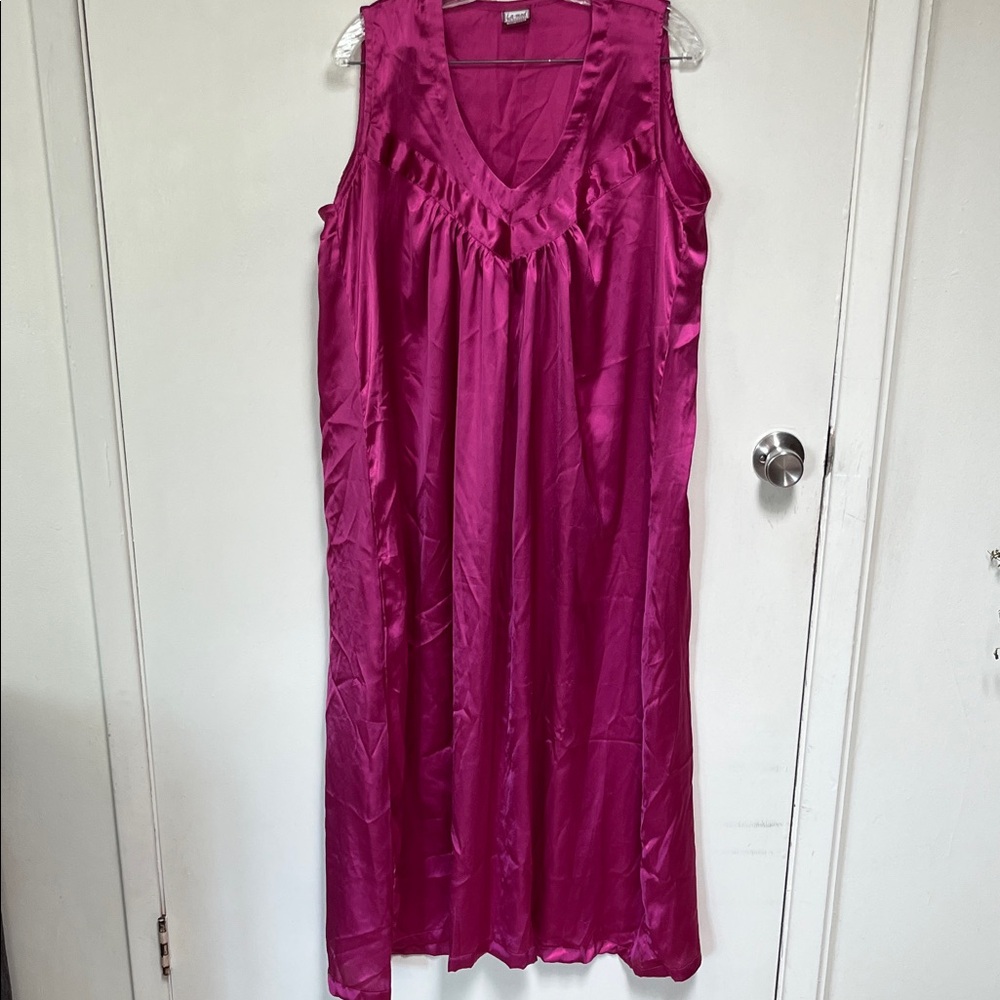 Elegant Magenta Satin Nightgown